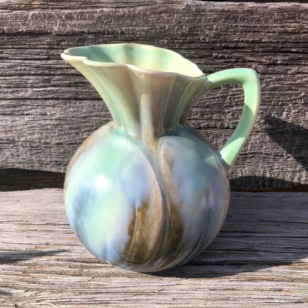 Vintage Sylvac made in England Pitcher Jug drip glaze Art deco style green blue💙 - Picture 4 of 11